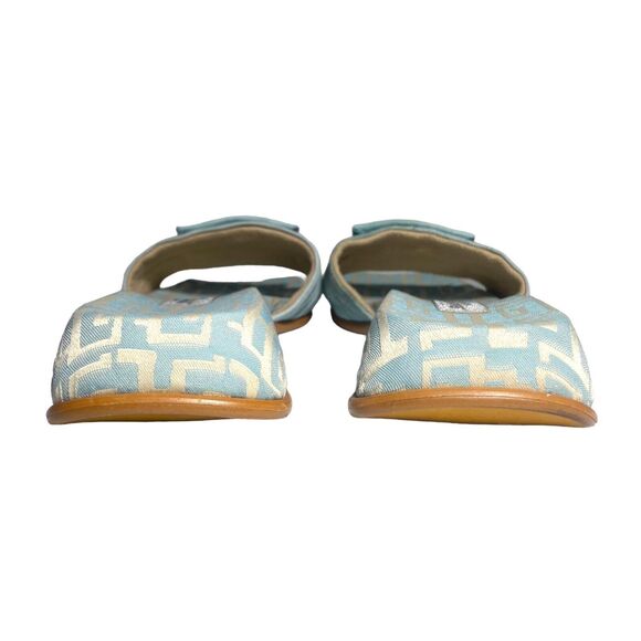 Amy Jo Gladstone Women's Flat Sandals Slides Light Blue Suede Size 7 38 Slip On - Picture 5 of 9